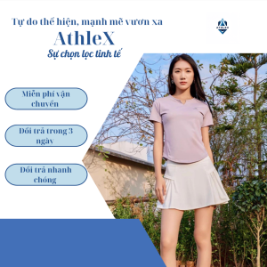 Quần áo cầu lông AthleX Thể thao Cổ chữ V Quần vợt ngắn tay Áo thun nữ khô nhanh thoáng khí V3