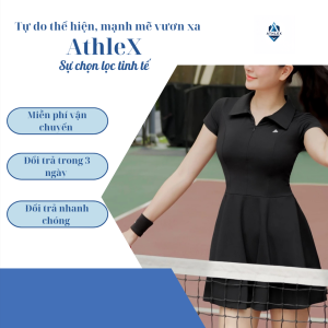 Váy thể thao AthleX tennis pickleball nữ tặng kèm quần bảo hộ, chất co giãn thoáng khí V10