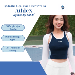 Áo thể thao AthleX co giãn thoáng khí thiết kế croptop phối viền đồ hỗ trợ tập cầu lông thoải mái V8