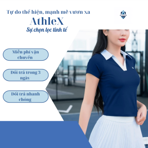 Áo thể thao AthleX  thể thao nữ phối cổ chất liệu co giãn chơi pickleball cầu lông, tennis V6