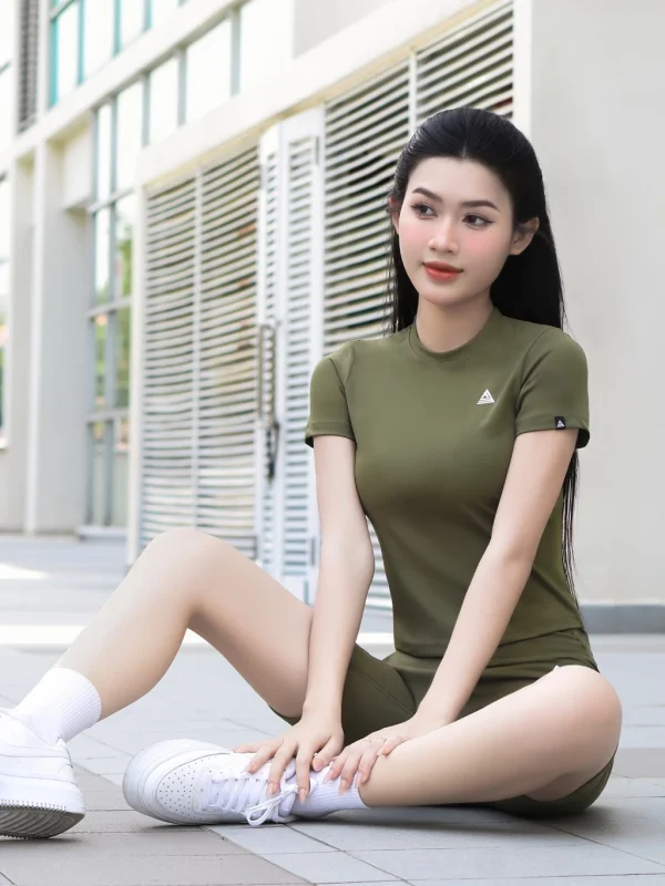 Áo thể thao AthleX áo tập tennis pickleball nữ Fitme dáng ôm body tay ngắn chất liệu co giãn thoáng khí, thấm hút tốt V9 - Ảnh 3