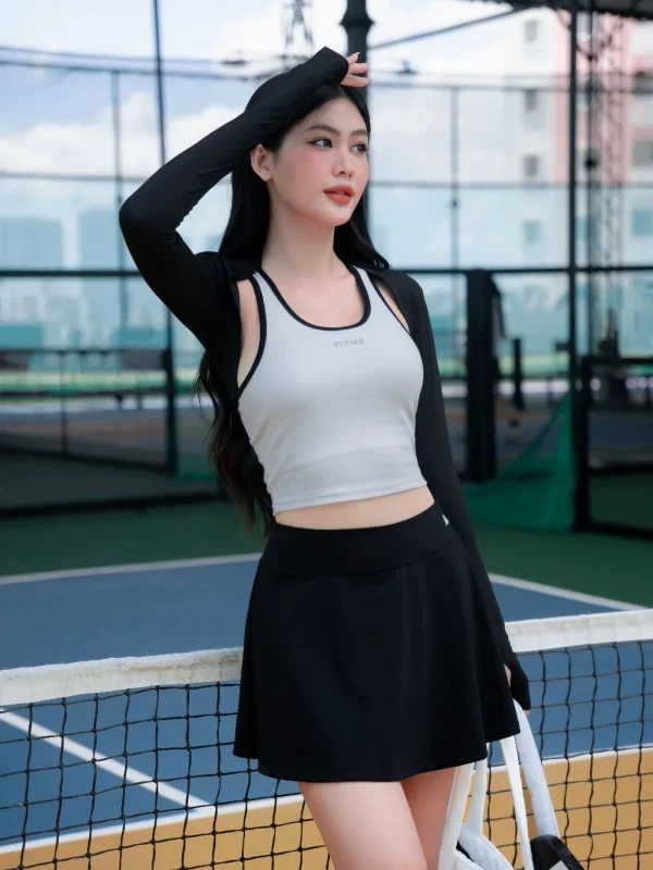 Áo thể thao AthleX co giãn thoáng khí thiết kế croptop phối viền đồ hỗ trợ tập cầu lông thoải mái V8 - Ảnh 3