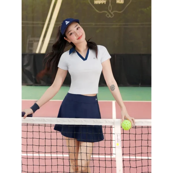 Áo thể thao AthleX  thể thao nữ phối cổ chất liệu co giãn chơi pickleball cầu lông, tennis V6 - Ảnh 4